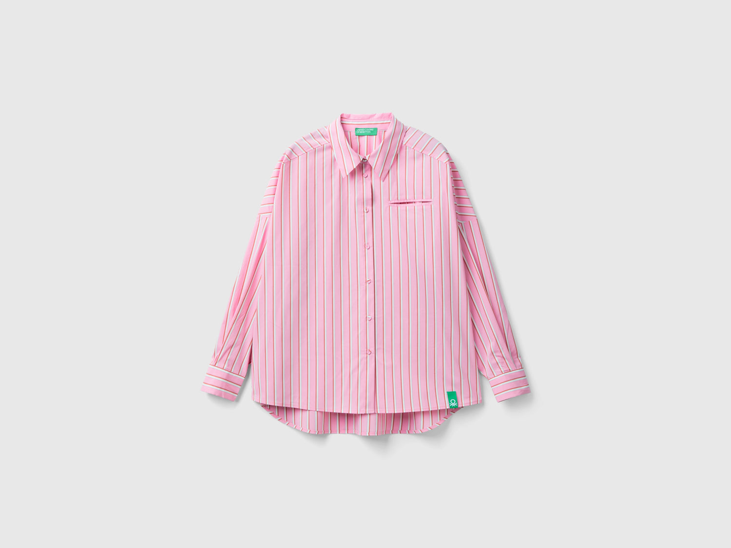 Camicia ampia a righe da donna rosa | Benetton Outlet