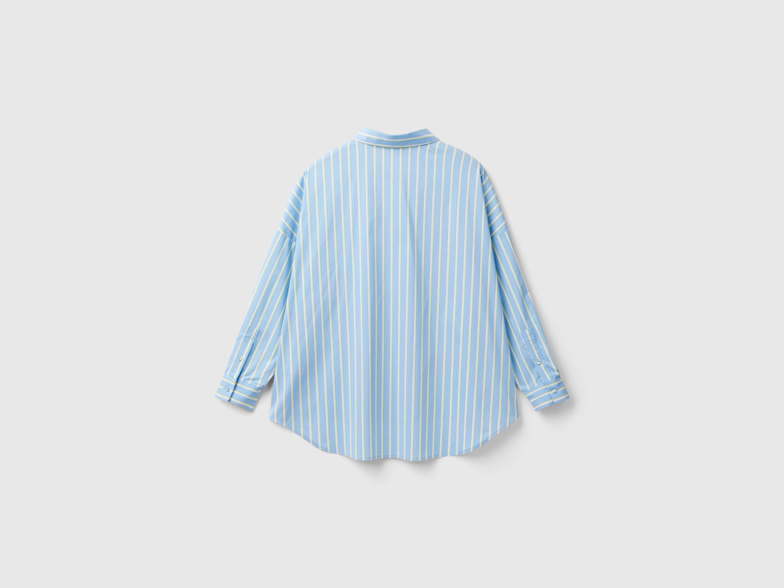 Camicia ampia a righe da donna celeste 2 | Benetton Outlet