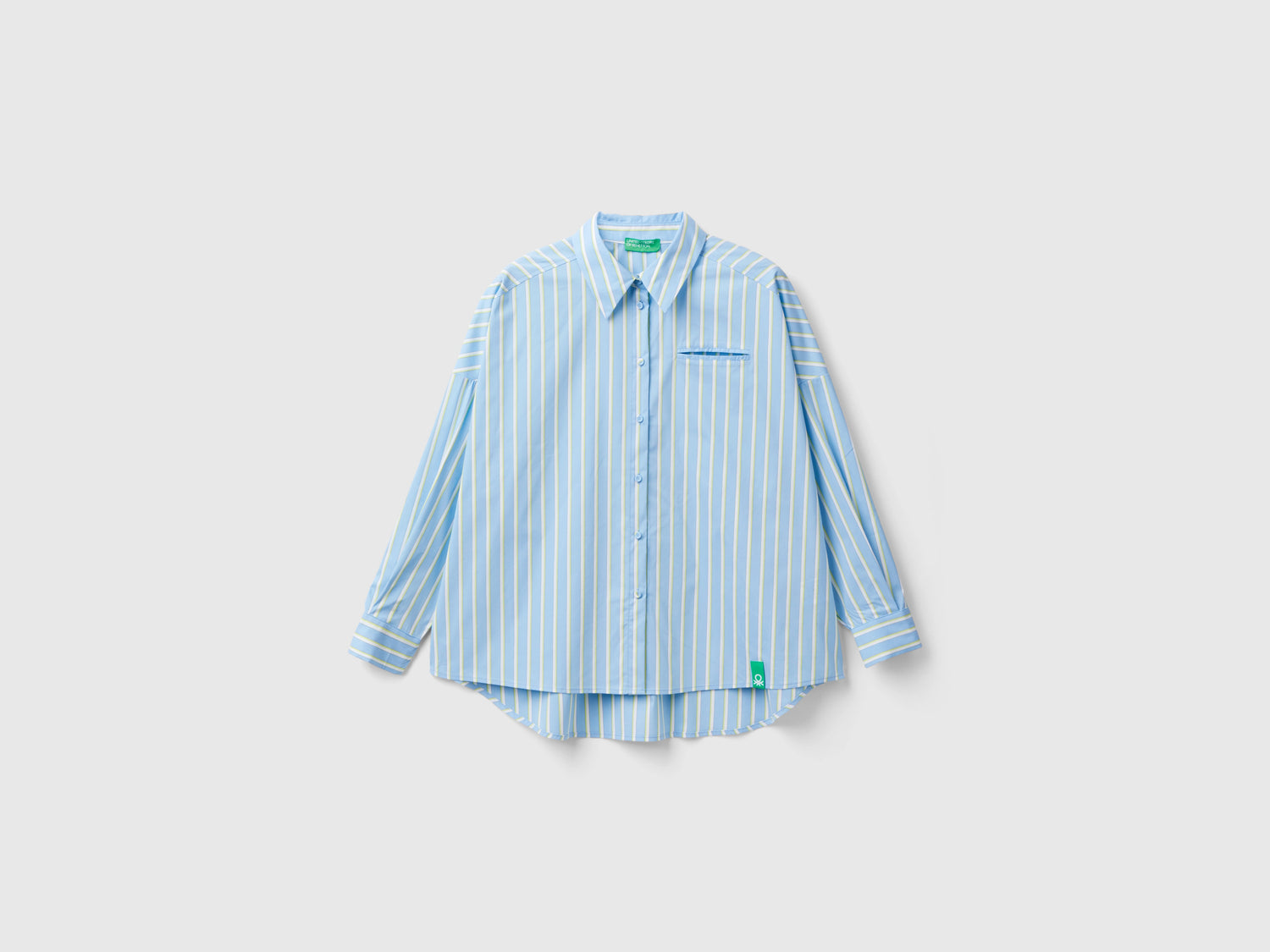 Camicia ampia a righe da donna celeste | Benetton Outlet