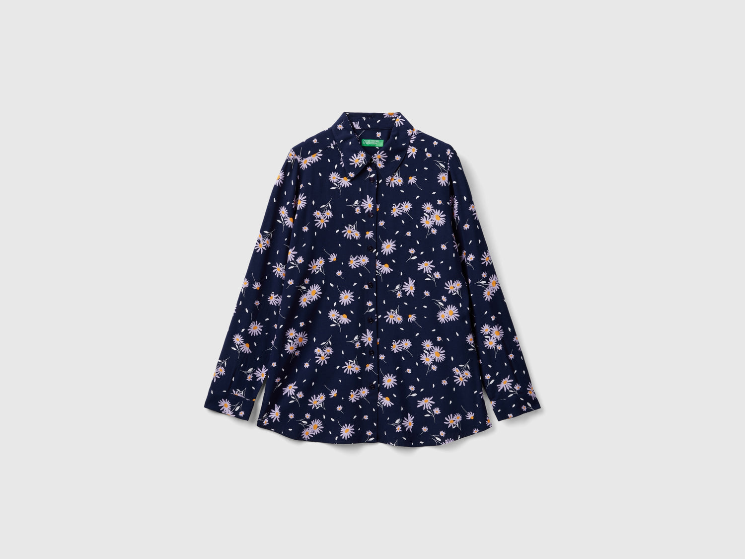 Camicia fantasia in viscosa da donna blu scuro | Benetton Outlet