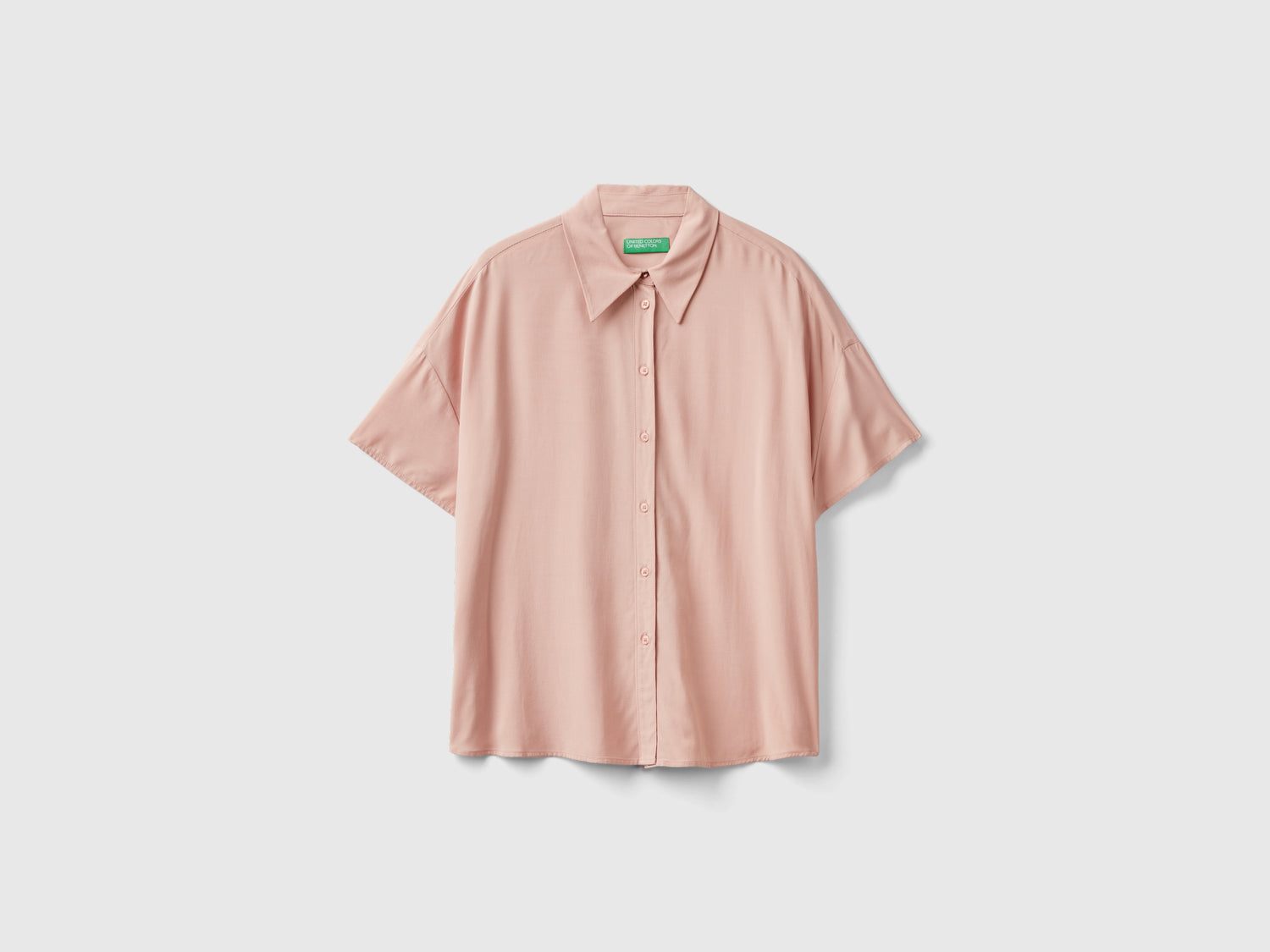 Camicia a manica corta in viscosa da donna rosa tenue | Benetton Outlet