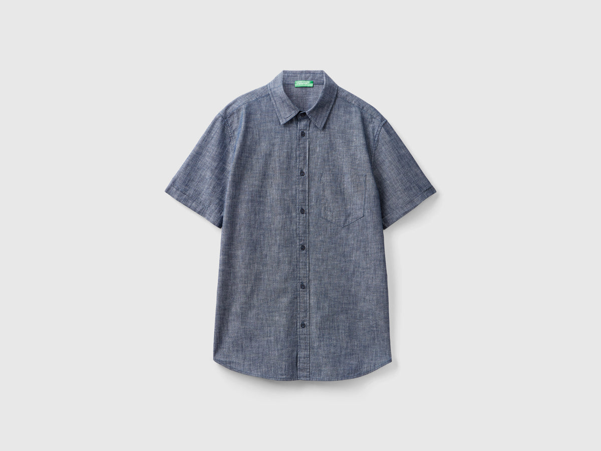 Camicia manica corta in chambray