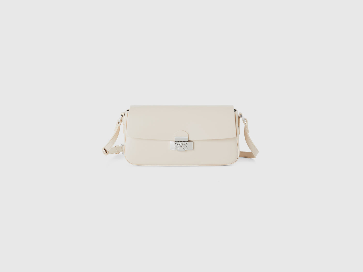 Borsa baguette in tessuto spalmato da donna bianco panna | Benetton Outlet