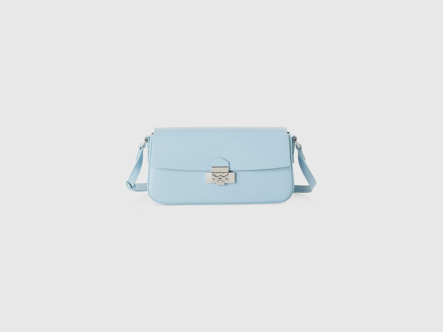 Borsa baguette in tessuto spalmato da donna celeste | Benetton Outlet