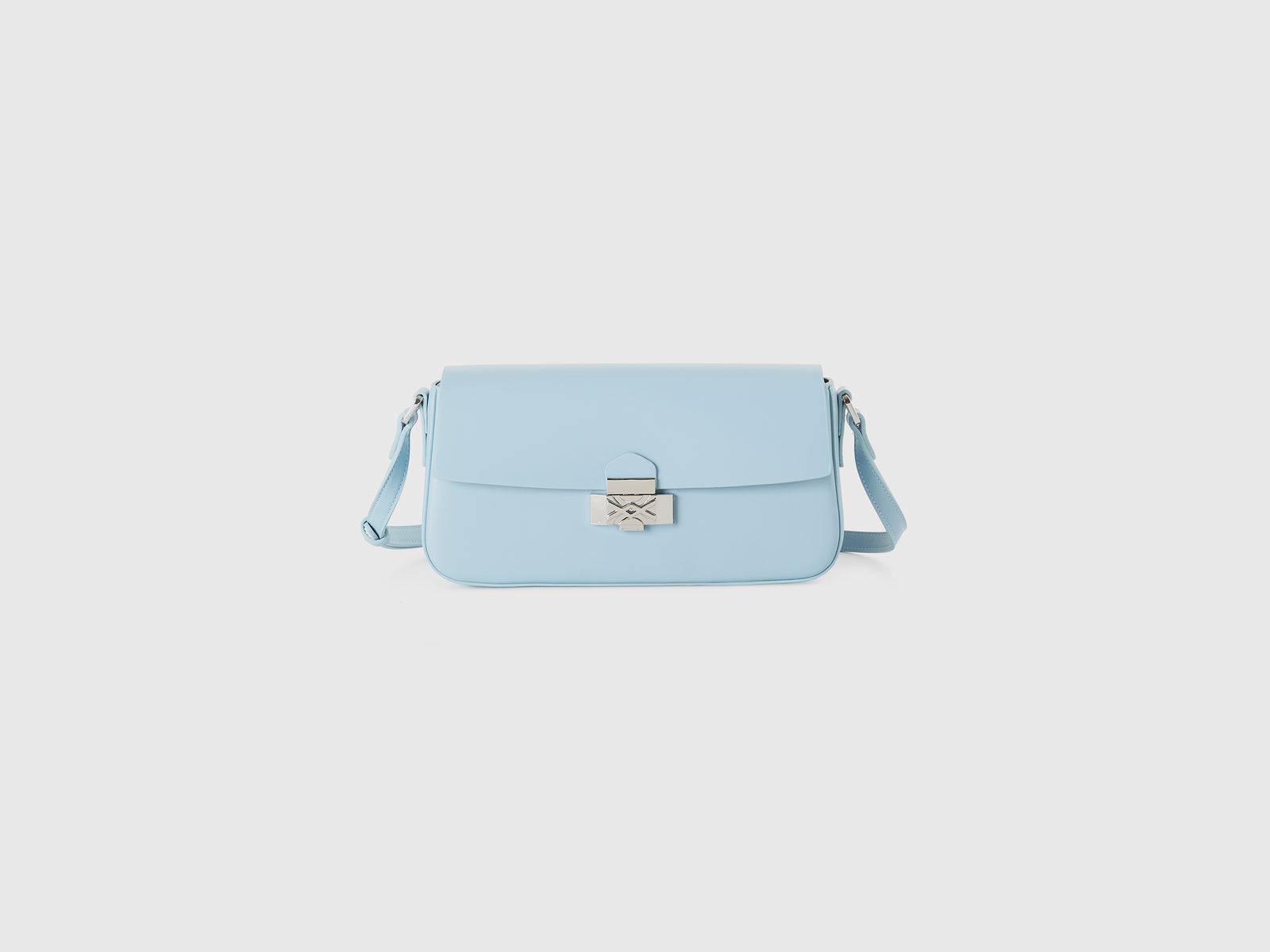 Borsa baguette in tessuto spalmato da donna celeste | Benetton Outlet