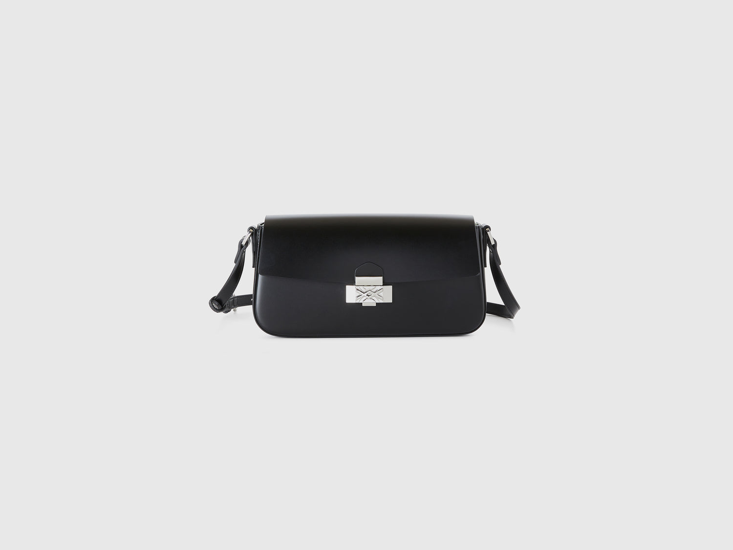 Borsa baguette in tessuto spalmato da donna nero | Benetton Outlet
