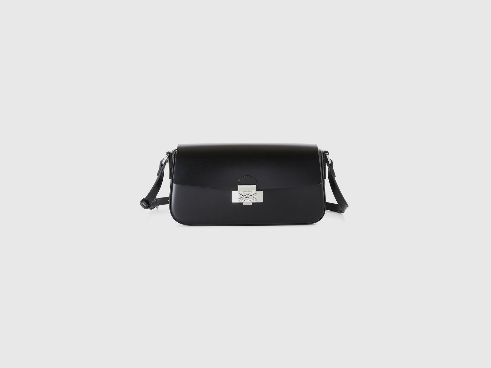 Borsa baguette in tessuto spalmato da donna nero | Benetton Outlet