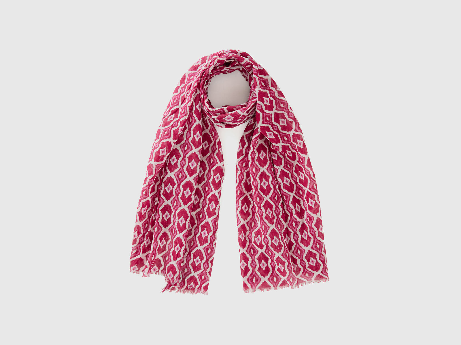 Sciarpa con fantasia geometrica da donna ciclamino | Benetton Outlet