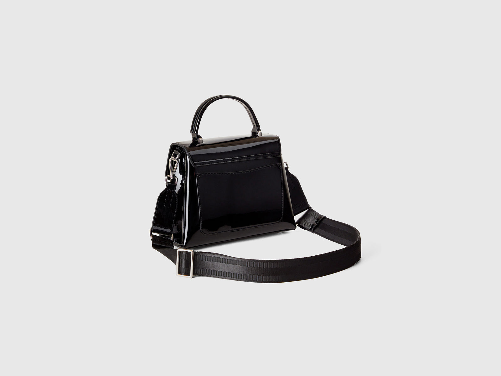 Borsa media in vernice lucida da donna nero 2 | Benetton Outlet