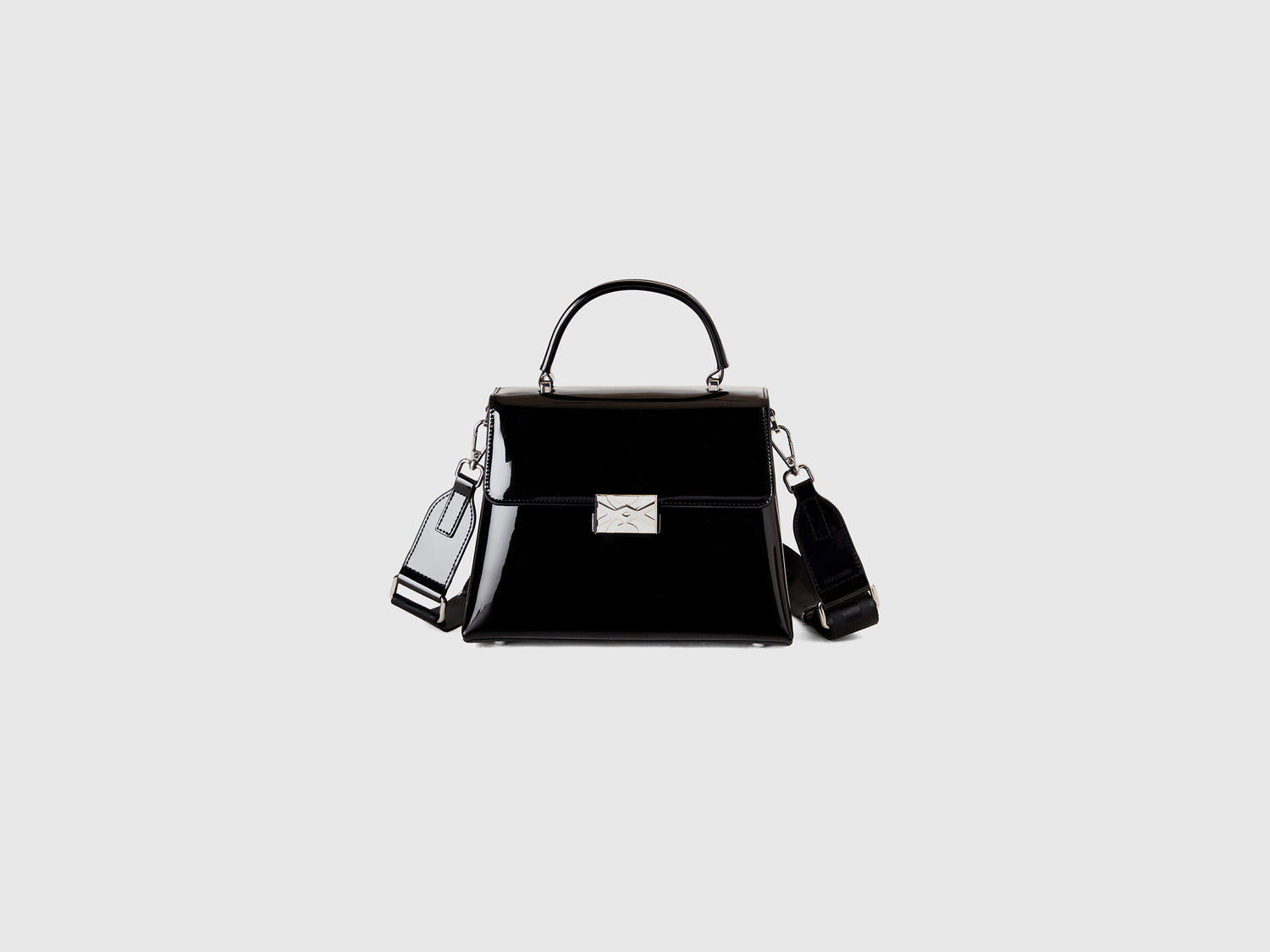 Borsa media in vernice lucida da donna nero | Benetton Outlet