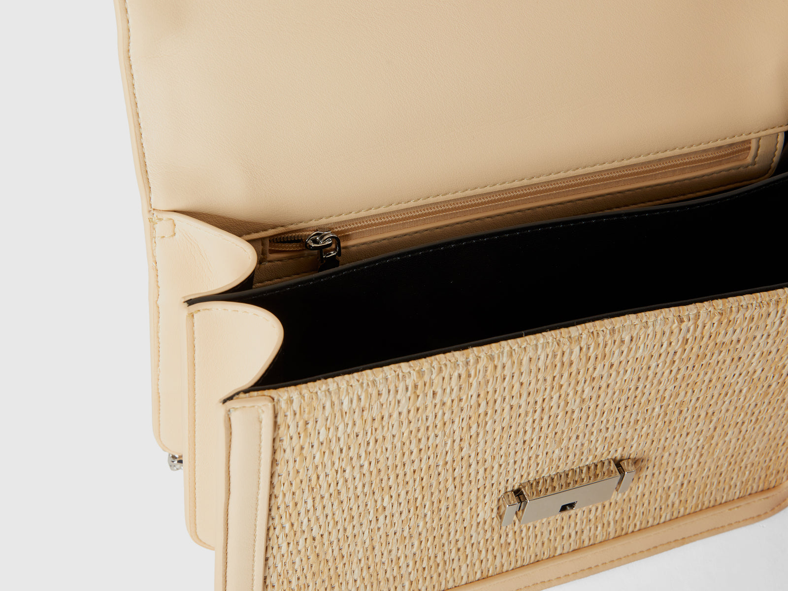 Borsa media effetto rafia da donna beige 3 | Benetton Outlet