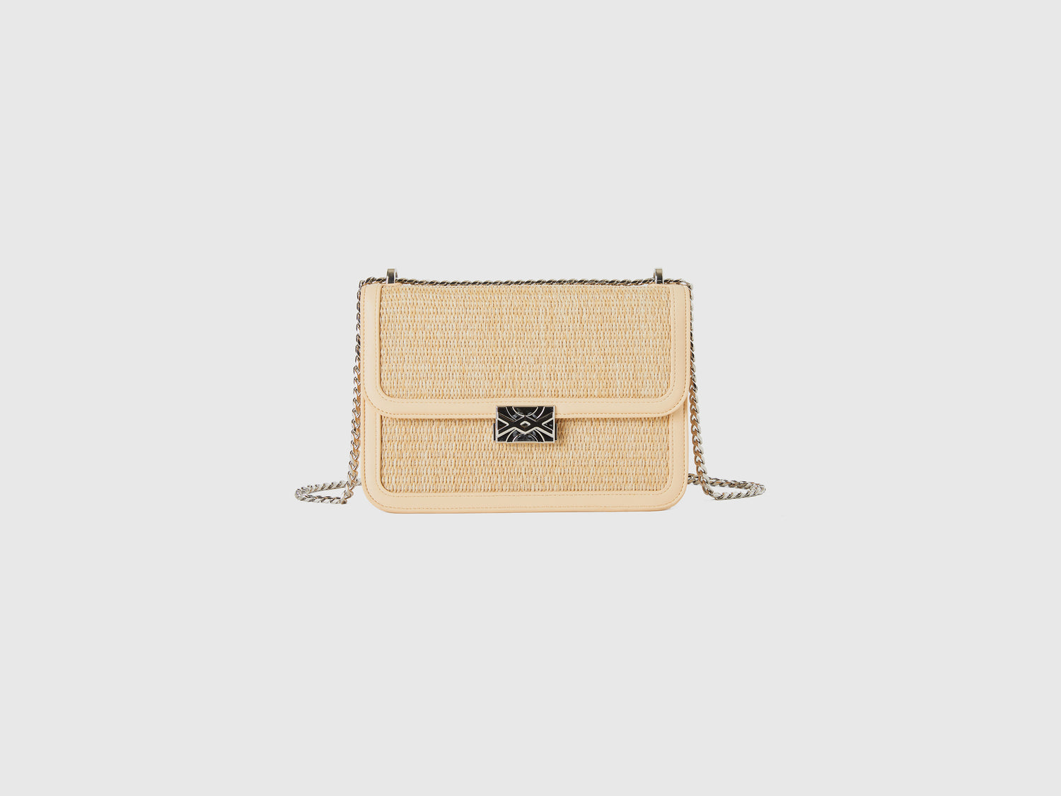 Borsa media effetto rafia da donna beige | Benetton Outlet