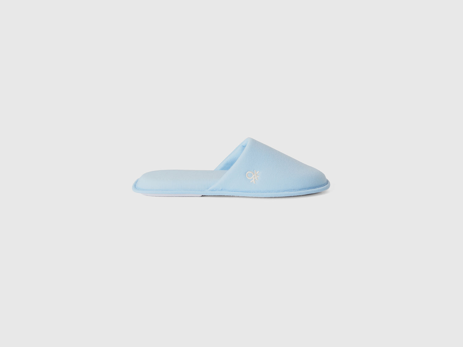 Pantofole con ricamo logo da uomo celeste | Benetton Outlet