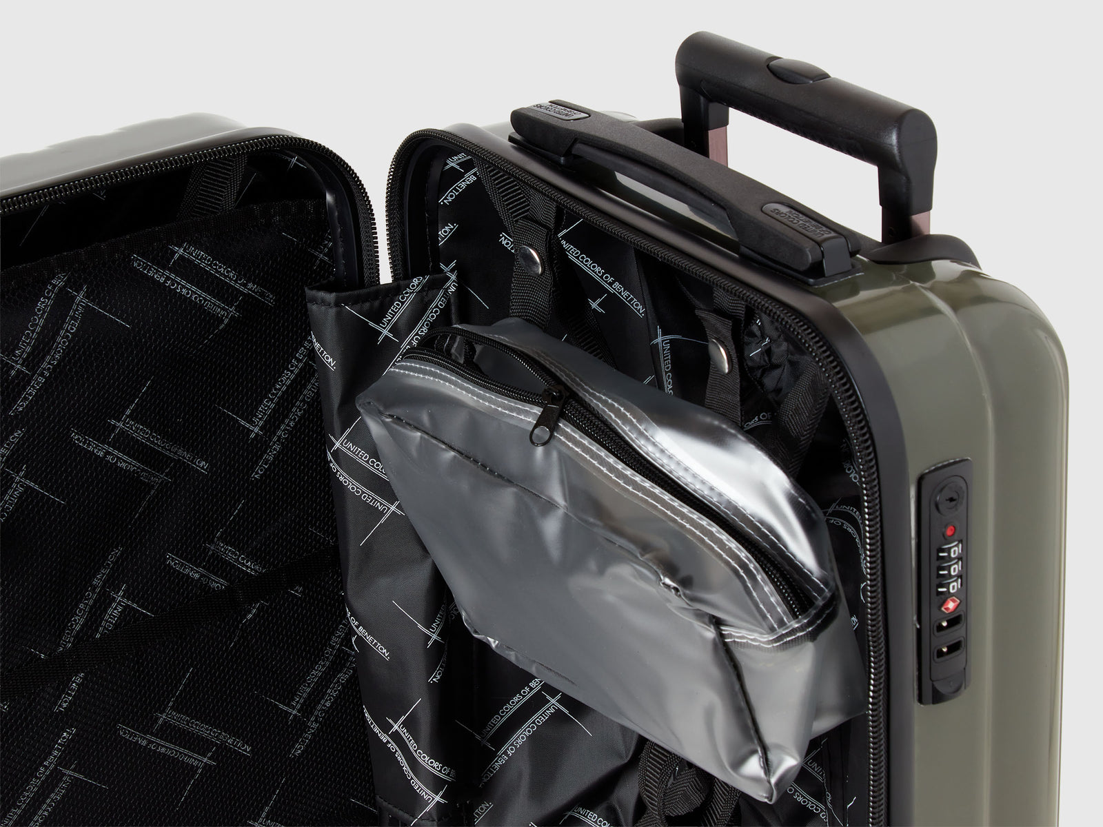 Trolley piccolo rigido da uomo verde militare 4 | Benetton Outlet