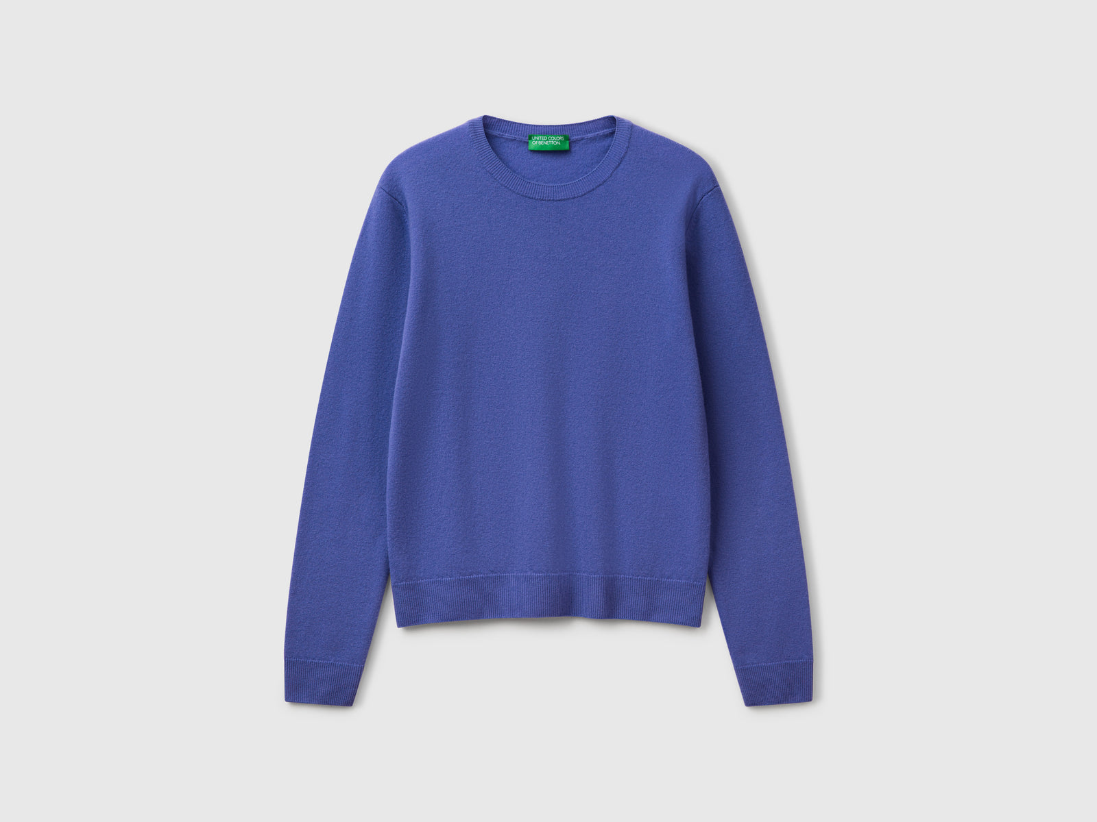 Maglia girocollo in lana Merino da donna bluette | Benetton Outlet