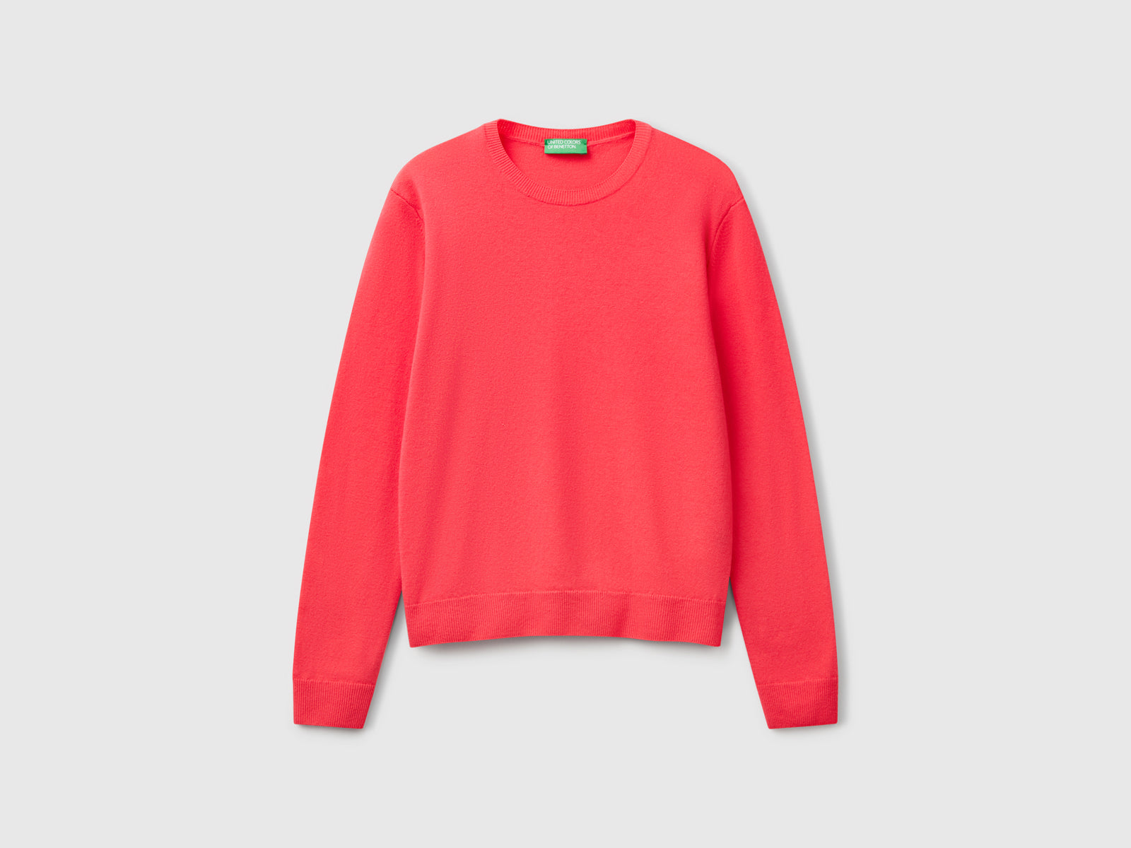 Maglia girocollo in lana Merino da donna ciclamino | Benetton Outlet