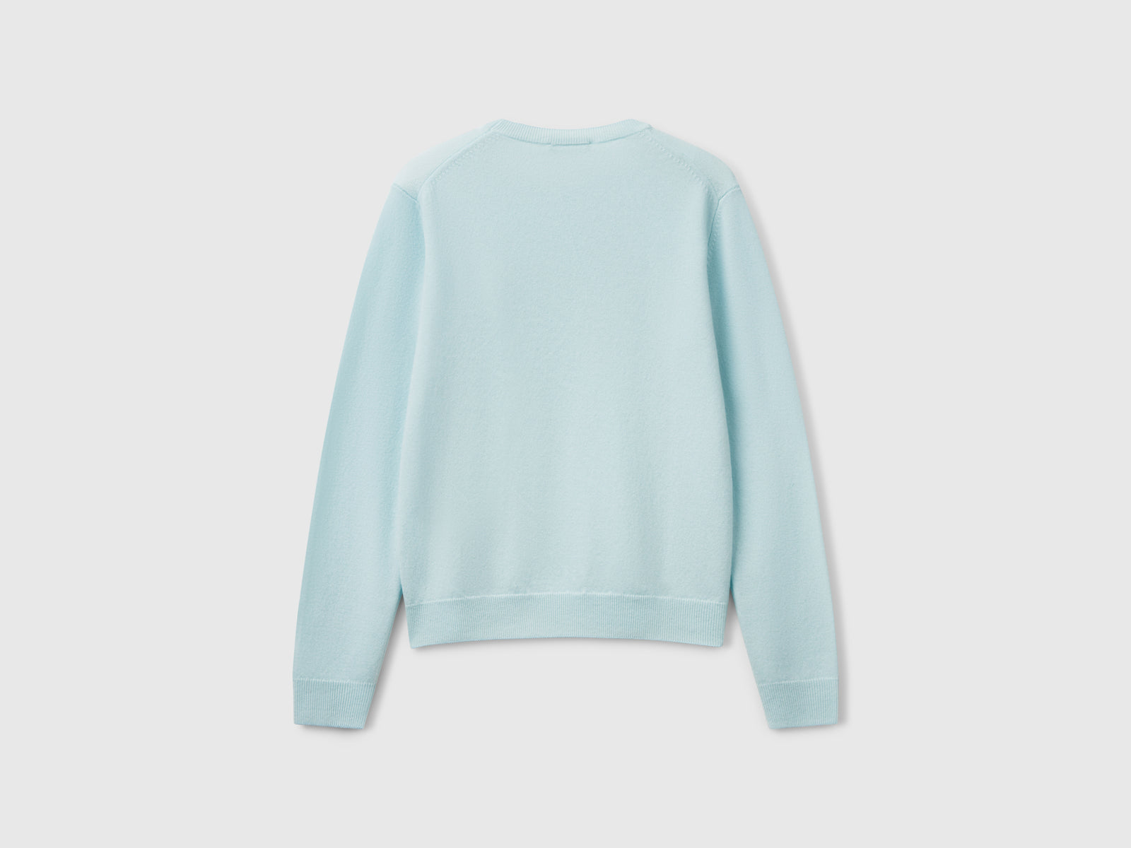 Maglia girocollo in lana Merino da donna turchese 2 | Benetton Outlet