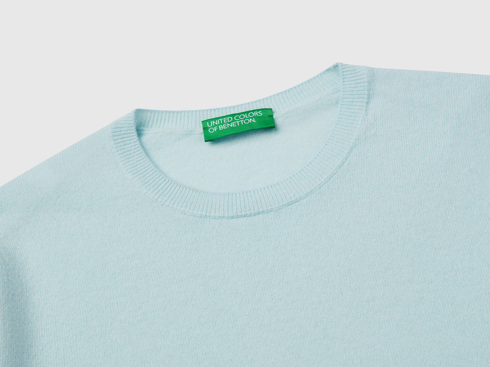 Maglia girocollo in lana Merino da donna turchese 3 | Benetton Outlet