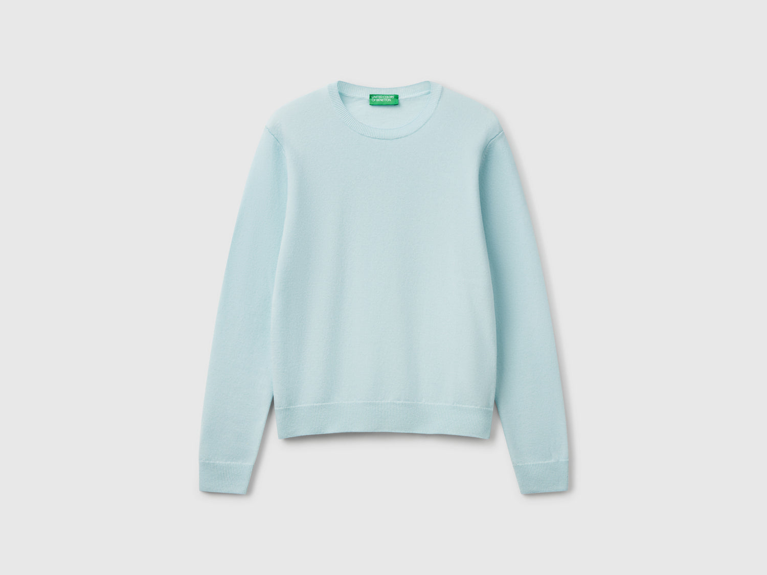 Maglia girocollo in lana Merino da donna turchese | Benetton Outlet