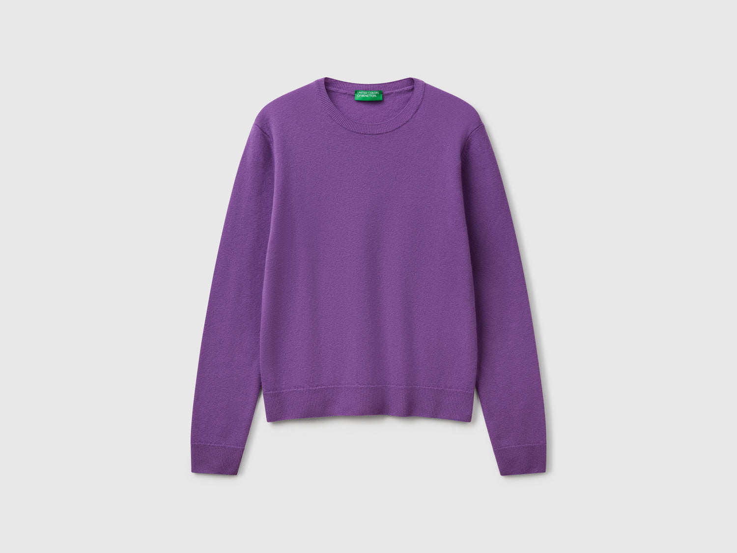 Maglia girocollo in lana Merino da donna viola | Benetton Outlet
