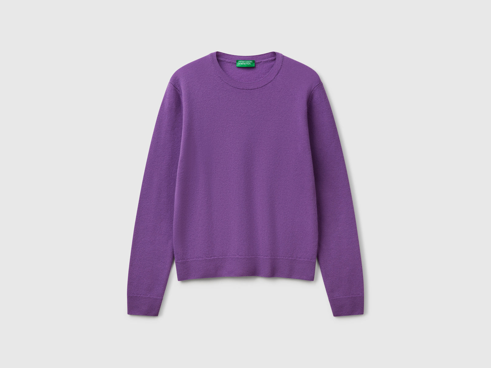 Maglia girocollo in lana Merino da donna viola | Benetton Outlet