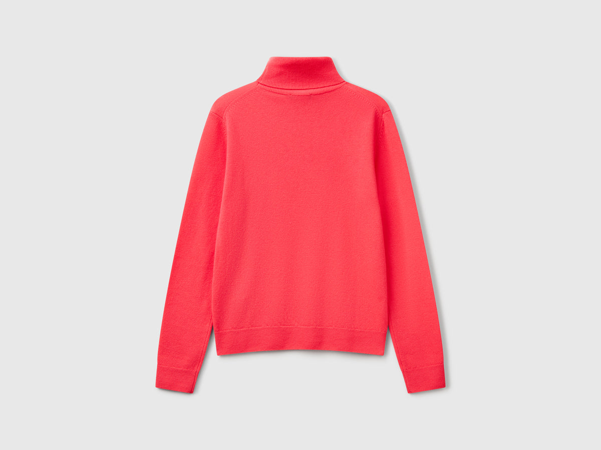 Maglione dolcevita ciclamino in pura lana Merino
