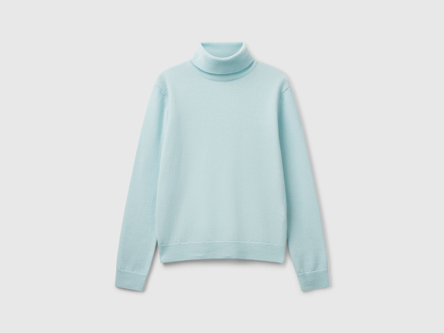 Maglione dolcevita in pura lana Merino da donna turchese | Benetton Outlet