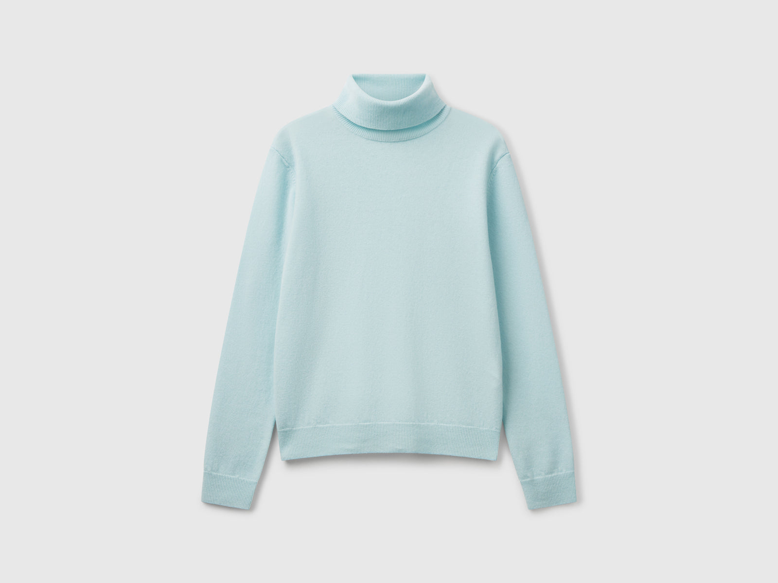 Maglione dolcevita in pura lana Merino da donna turchese | Benetton Outlet