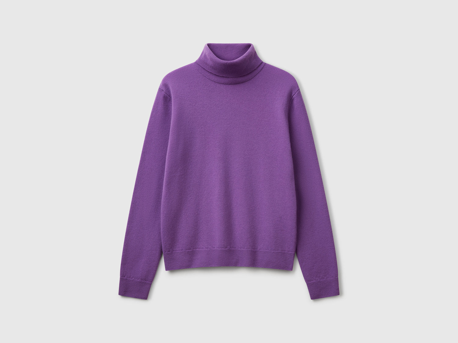 Maglione dolcevita in pura lana Merino da donna viola | Benetton Outlet
