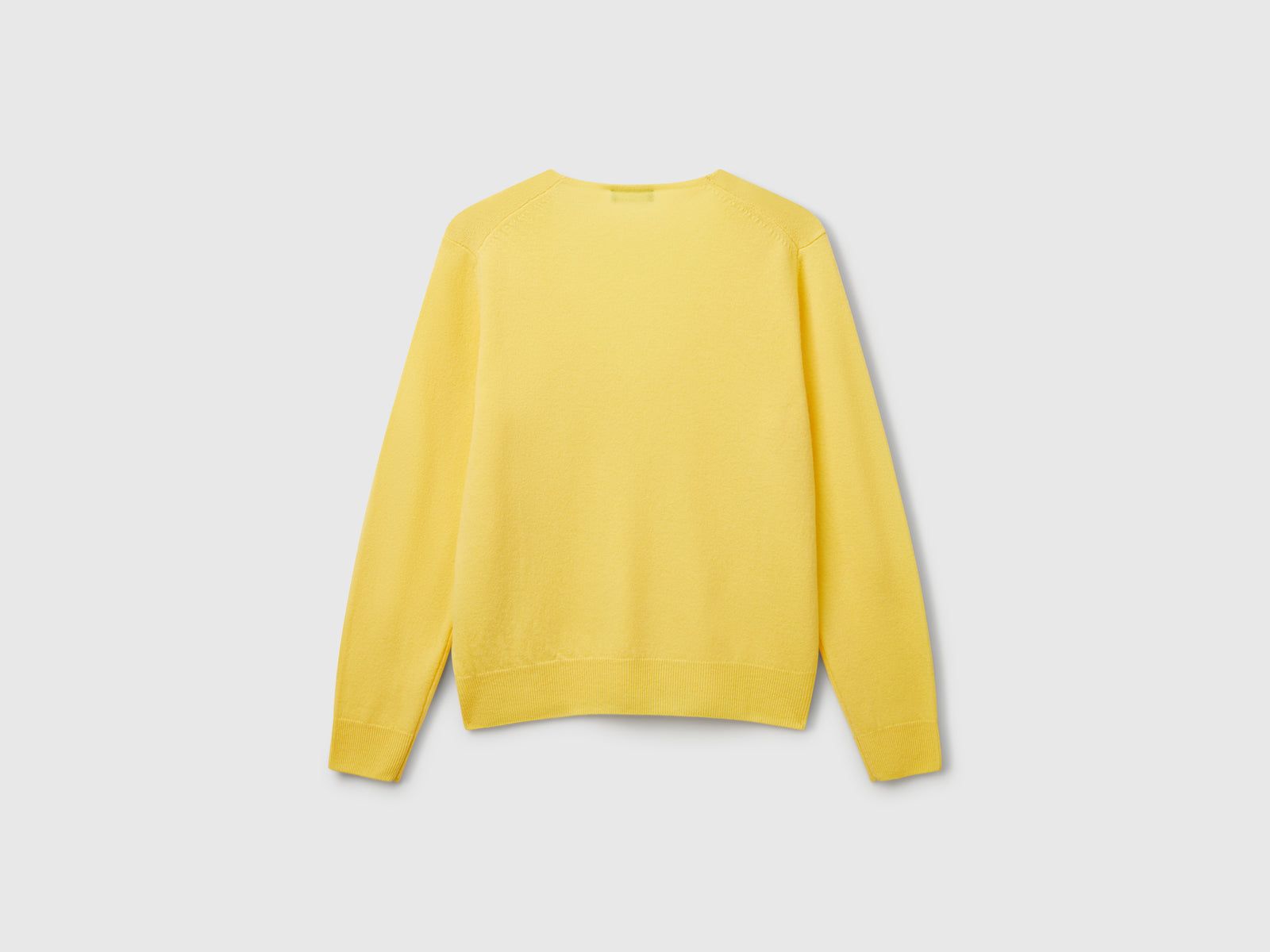 Pure Merino Wool V-Neck Sweater da donna giallo 2 | Benetton Outlet