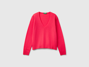 Maglione con scollo a V in pura lana Merino