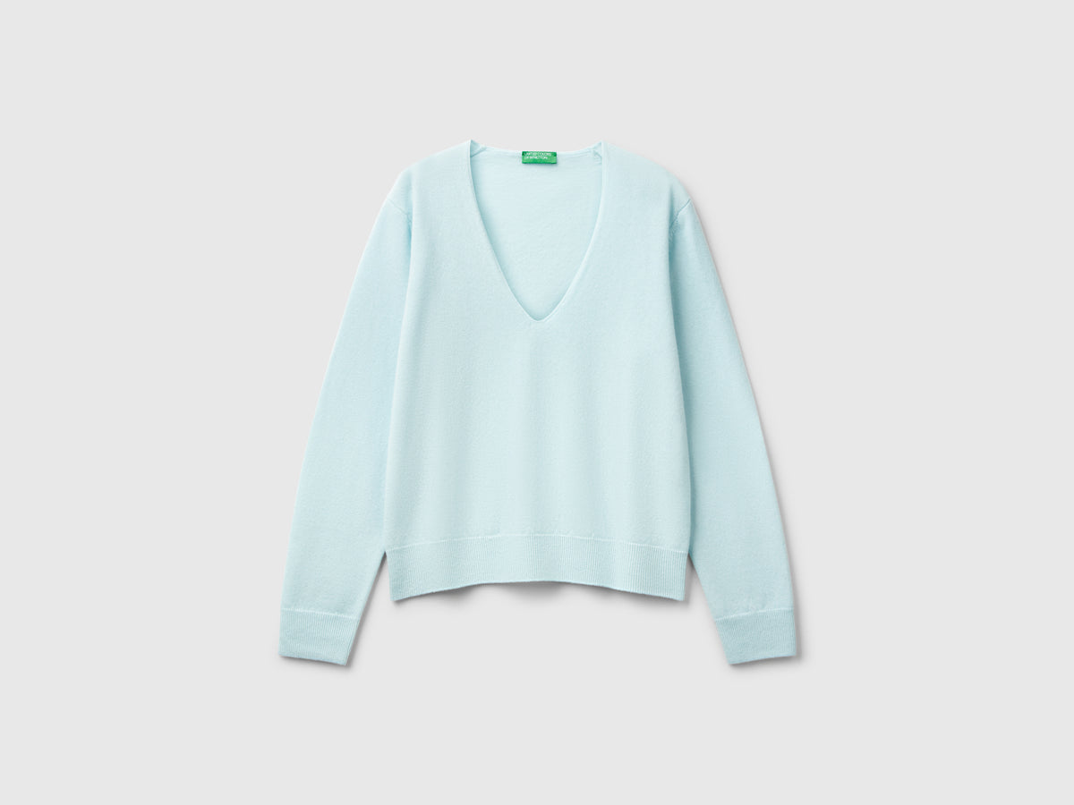 Maglione con scollo a V in pura lana Merino