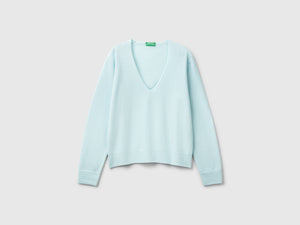 Maglione con scollo a V in pura lana Merino
