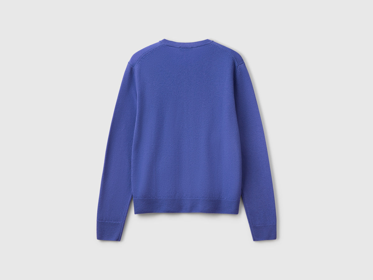 Crew neck cardigan in pure Merino wool
