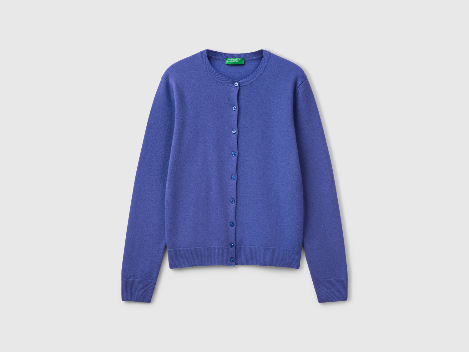 Crew neck cardigan in pure Merino wool da donna bluette | Benetton Outlet