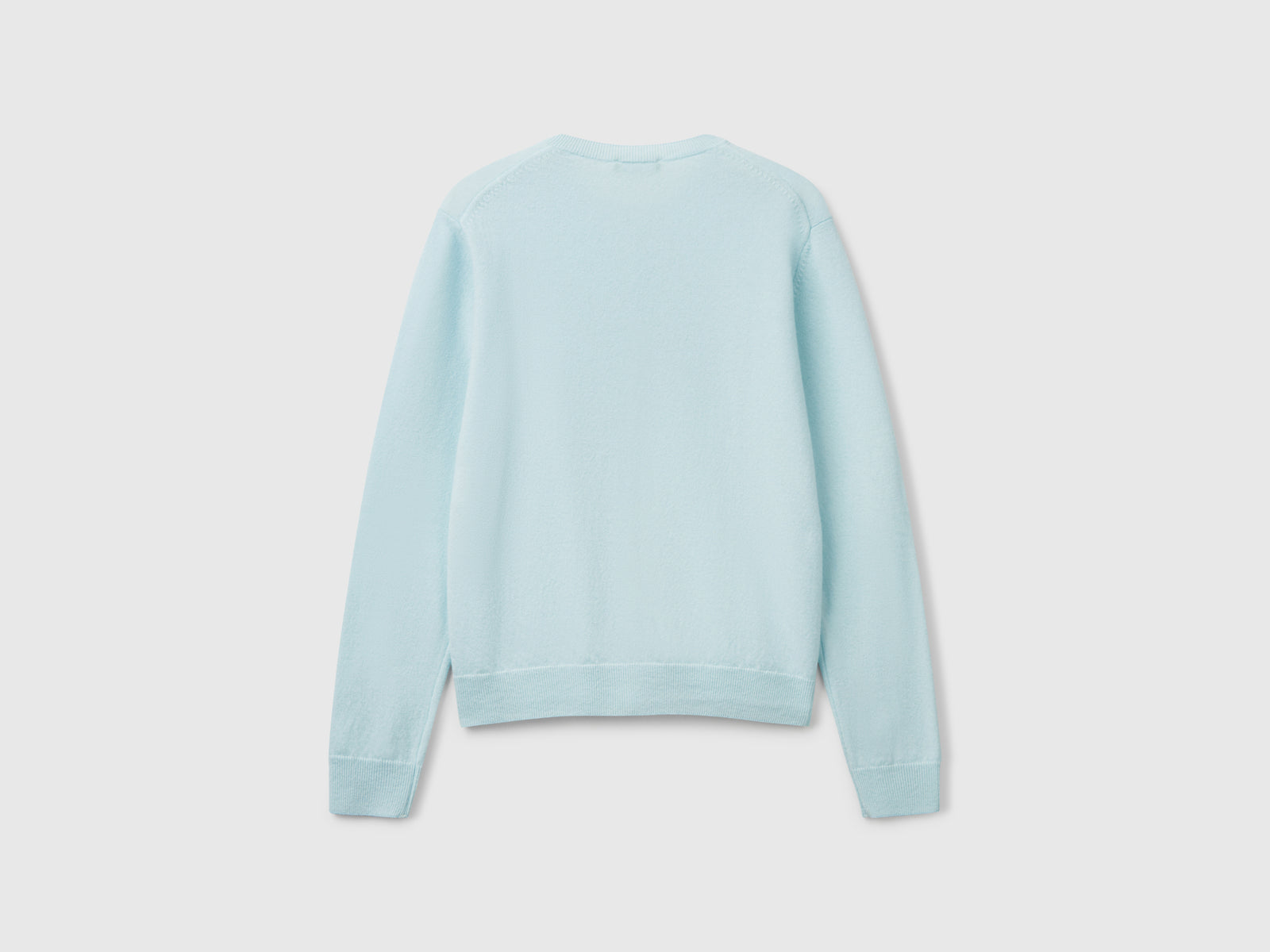 Cardigan girocollo in pura lana Merino da donna turchese 2 | Benetton Outlet