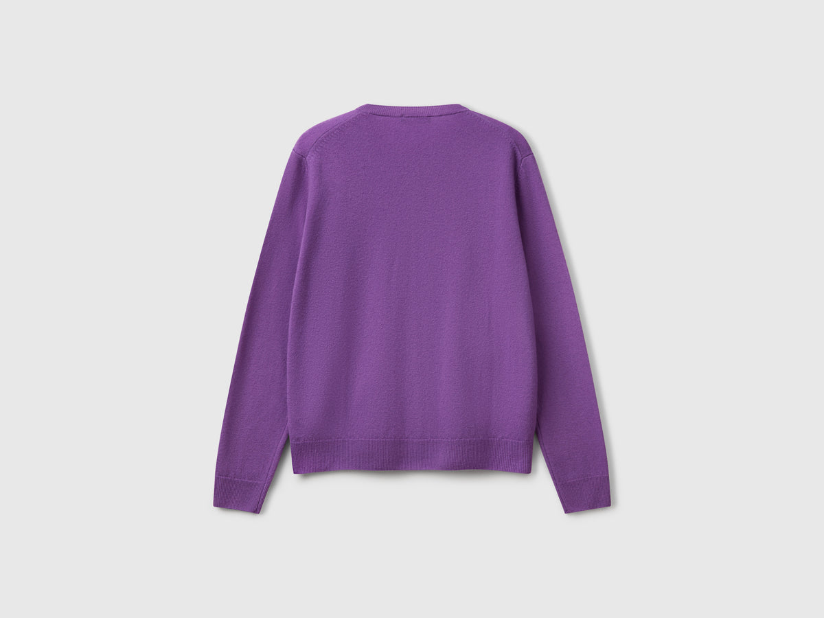 Crew neck cardigan in pure Merino wool