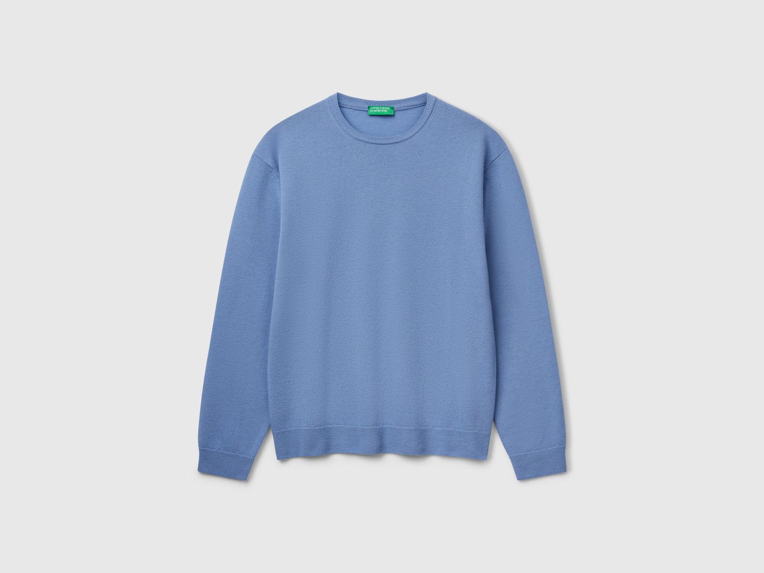 Maglia carta da zucchero in pura lana Merino da uomo azzurro | Benetton Outlet