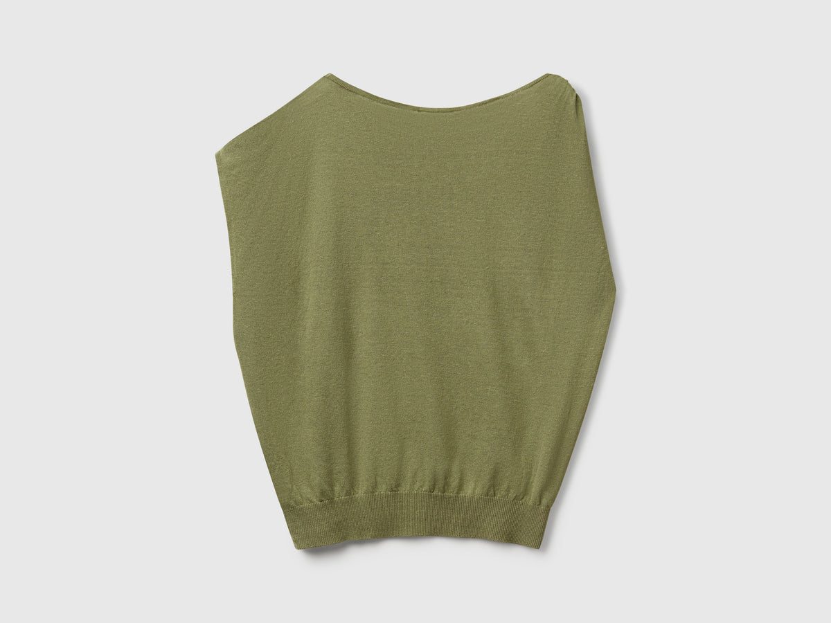 Maglia asimmetrica in misto lino