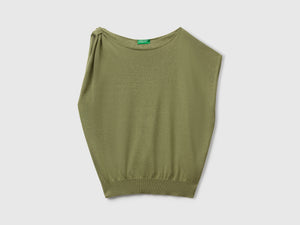 Maglia asimmetrica in misto lino