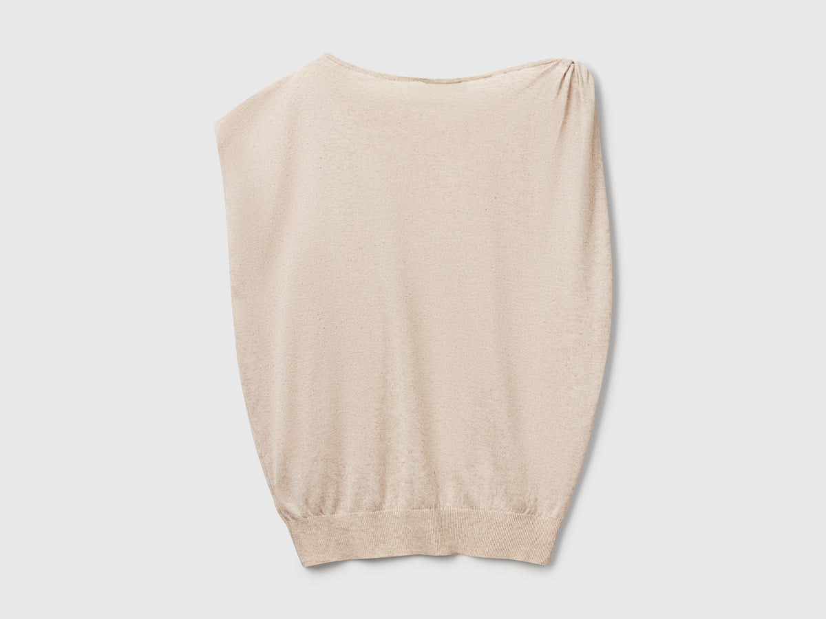 Maglia asimmetrica in misto lino