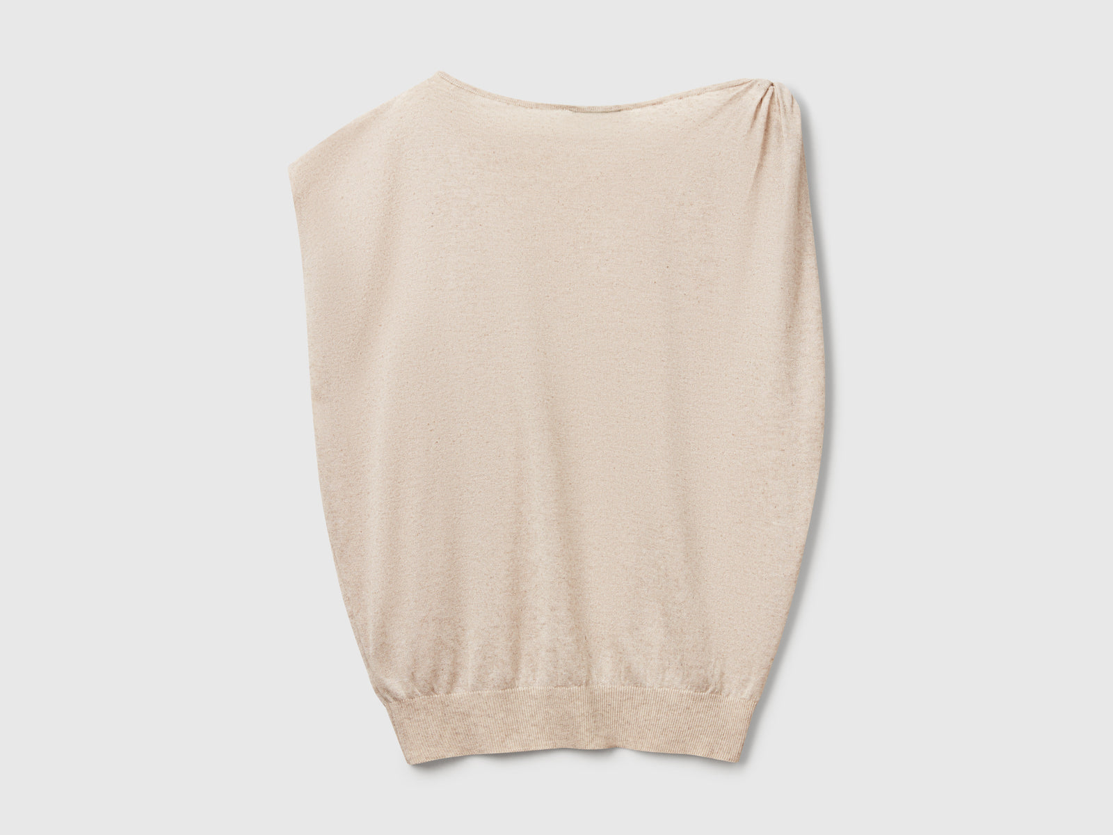 Maglia asimmetrica in misto lino da donna beige 2 | Benetton Outlet