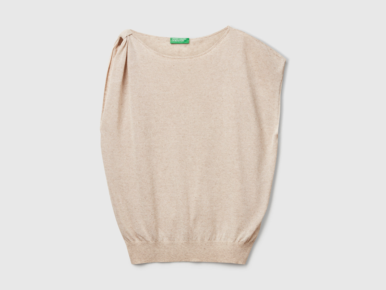 Maglia asimmetrica in misto lino da donna beige | Benetton Outlet