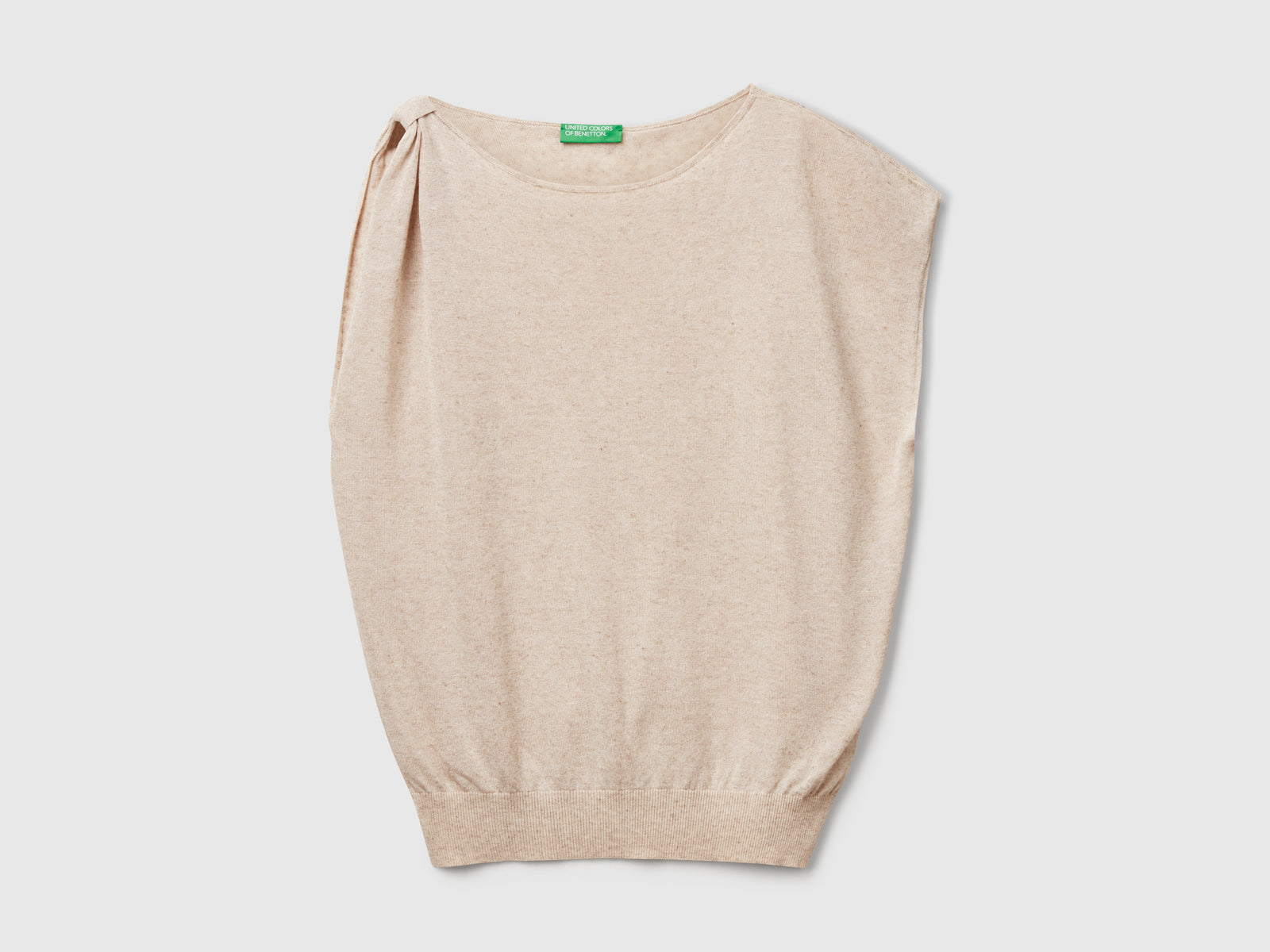 Maglia asimmetrica in misto lino da donna beige | Benetton Outlet