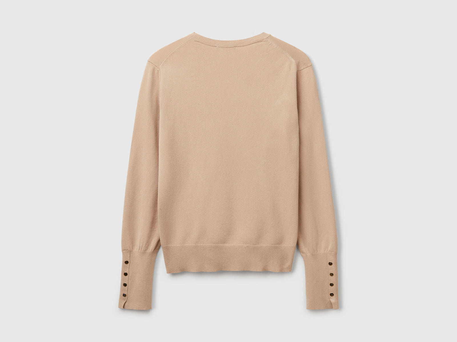 Maglioncino slim fit in misto viscosa da donna beige 2 | Benetton Outlet