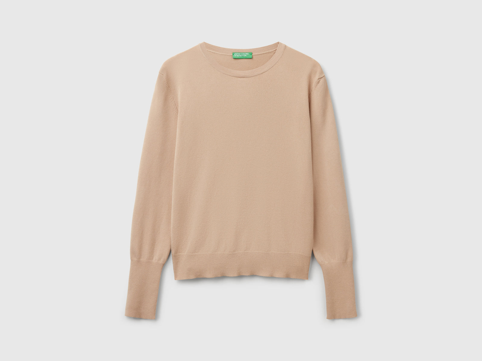 Maglioncino slim fit in misto viscosa da donna beige | Benetton Outlet