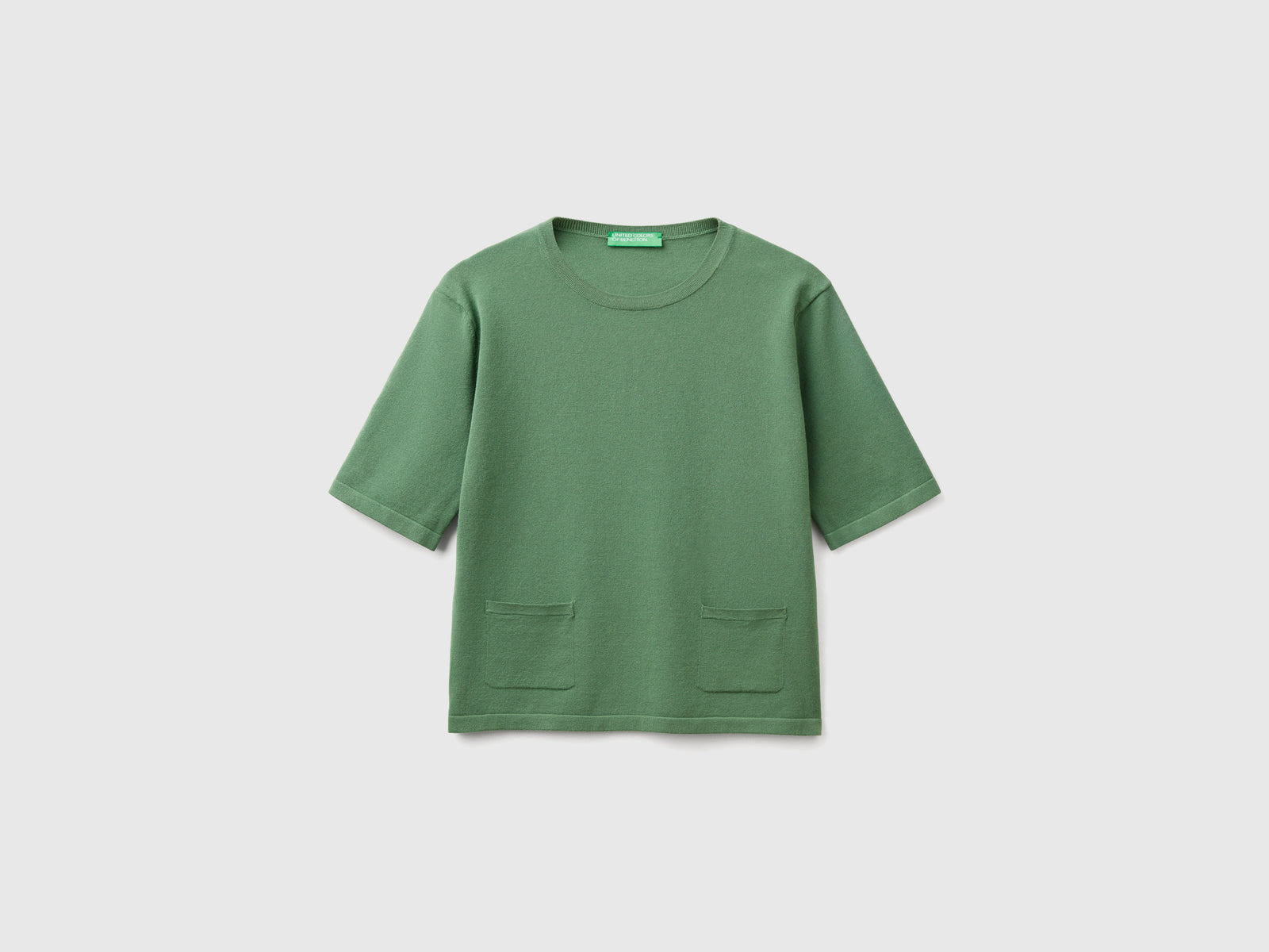 Maglioncino a manica corta da donna verde | Benetton Outlet