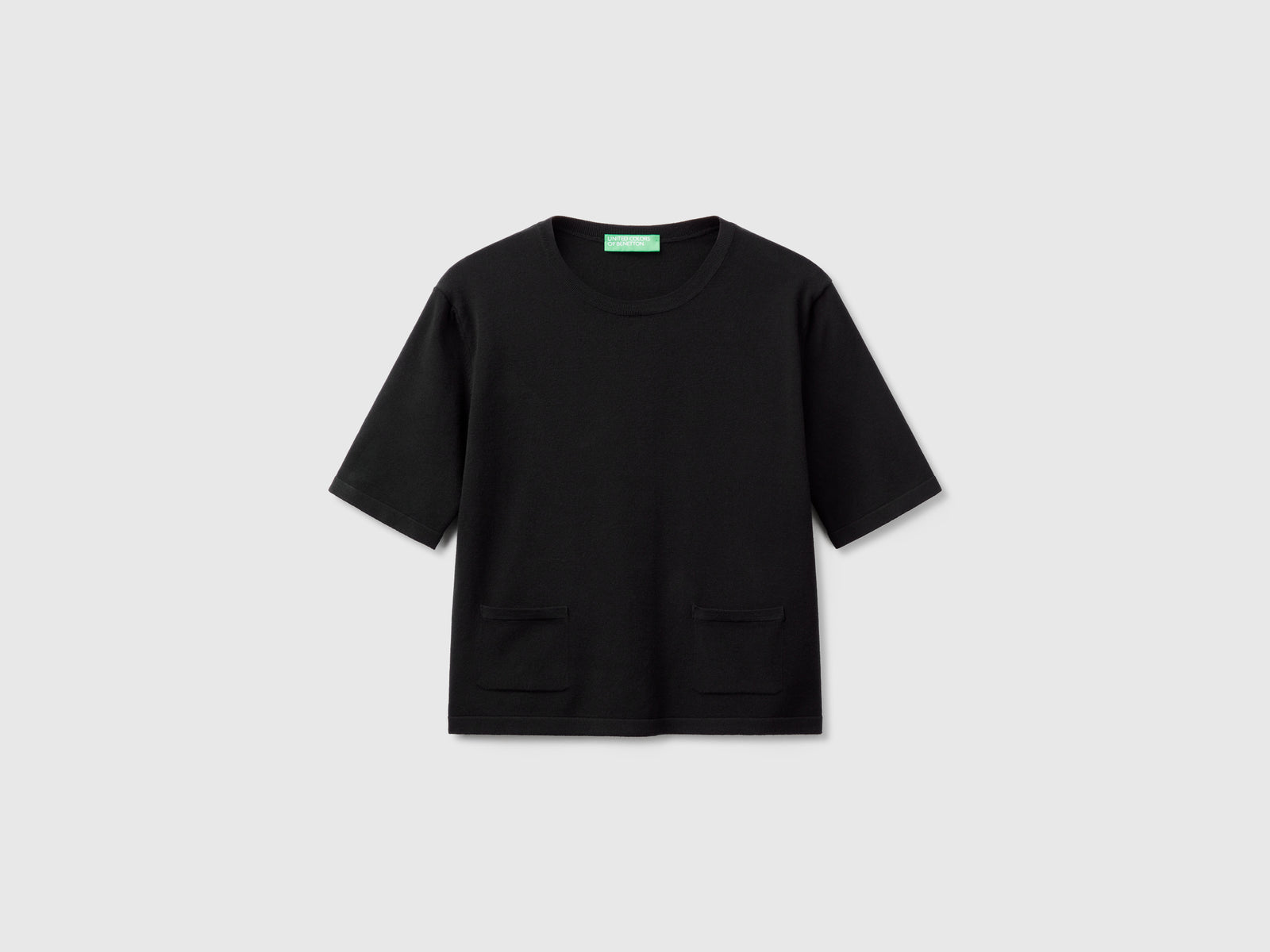 Maglioncino a manica corta da donna nero | Benetton Outlet