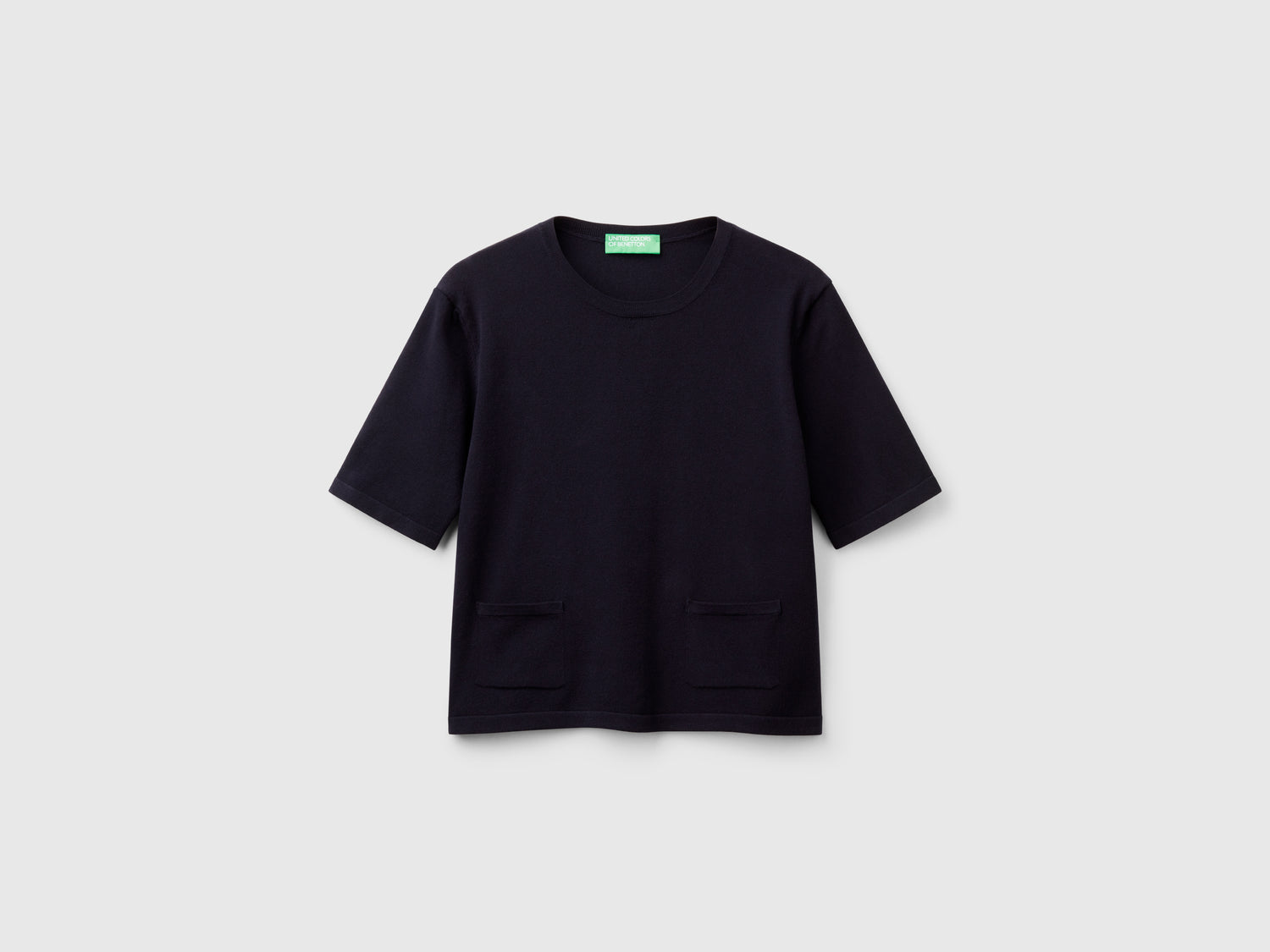 Maglioncino a manica corta da donna blu scuro | Benetton Outlet