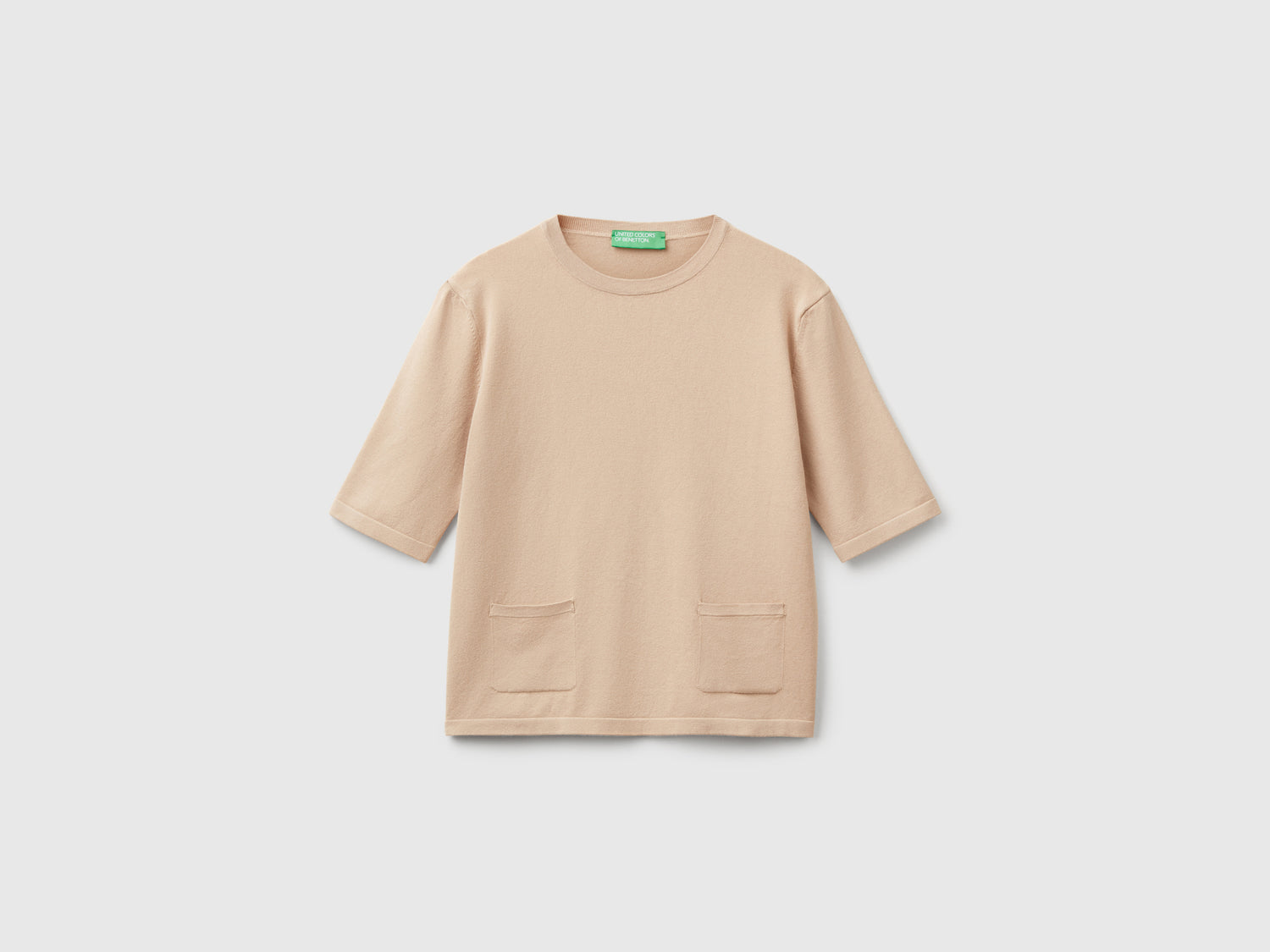 Suéter de manga corta da donna beige | Benetton Outlet